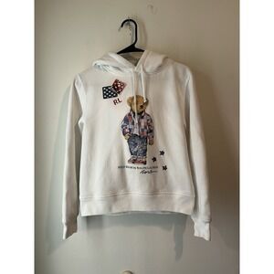 Ralph Lauren Polo Bear White Hoodie Womans XS 160/84A Limited Edition VHTF‎ Rare